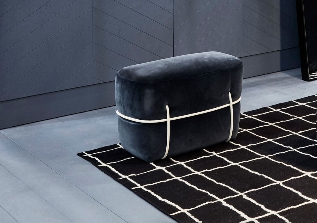 Ligne Roset: Lace Footstool Large in Harald Anthracite