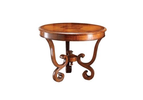 Traditional Classical Style Wooden Inlay Design Handcrafted curly leg Brittany Centre Hall Table
