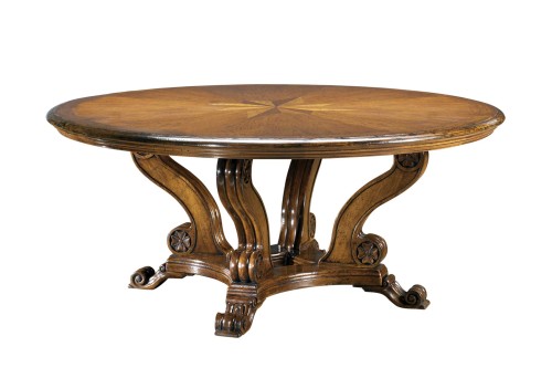 Traditional handcrafted dining table wood inlay Giovanni Visentin Gli Originali Round Table
