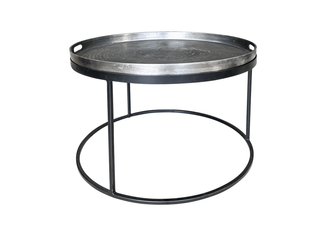 Nickel textured coffee table with serving tray with Black Legs DOMO Home Monastery