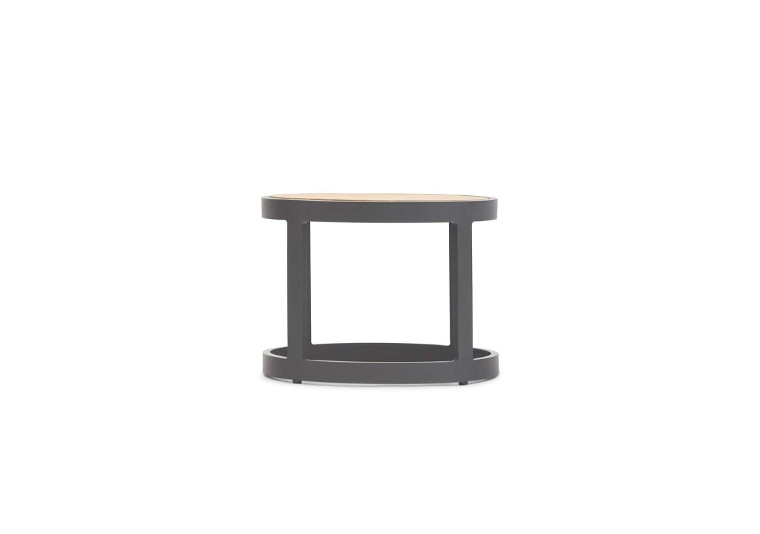 DOMO Home Totem stackable coffee Table Charcoal with Teak small space outdoor furniture