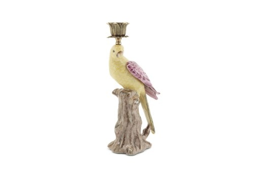 Abhika Parrot Candleholder with Trunk porcelain bronze DOMO
