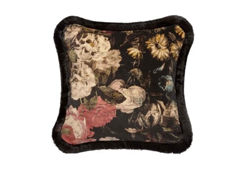 House of Hackney: Midnight Garden Medium Fringed Cushion DOMO dark floral velvet