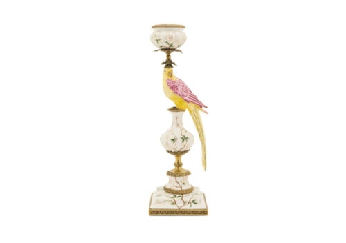 Parrot Candleholder Atlantide DOMO ceramic bronze bird